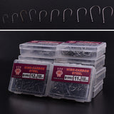 1000 Black Carbon Steel Barbed Hooks In Plastic Boxes (Sizes 3 To 12 / 100 Of Each)