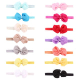 Set of 14 Colored Baby Girl Chiffon Bow Headbands!