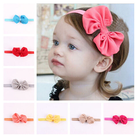 Set of 14 Colored Baby Girl Chiffon Bow Headbands!