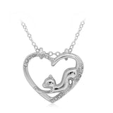 Cat Paw Black White 2 Cats On A Heart Crystal Necklace