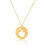 Apple Proud Teacher Necklace (Silver & Gold)