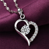 Silver Love Heart Pendant Necklace
