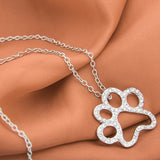 Cat Paw Black White 2 Cats On A Heart Crystal Necklace