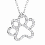 Cat Paw Black White 2 Cats On A Heart Crystal Necklace