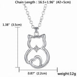 Cat Paw Black White 2 Cats On A Heart Crystal Necklace