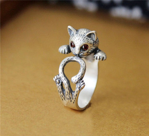 VINTAGE HANDMADE CAT RING FOR WOMEN AND GIRLS FASHION JEWELRY CUTE ANIMAL HELLO KITTY RINGS