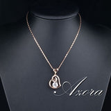 18K Rose Gold Crystal Heart Necklace
