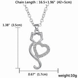 Cat Paw Black White 2 Cats On A Heart Crystal Necklace