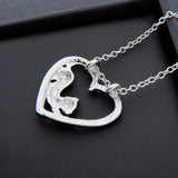Cat Paw Black White 2 Cats On A Heart Crystal Necklace