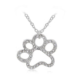 Cat Paw Black White 2 Cats On A Heart Crystal Necklace
