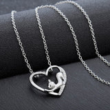 Cat Paw Black White 2 Cats On A Heart Crystal Necklace
