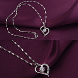 Silver Love Heart Pendant Necklace