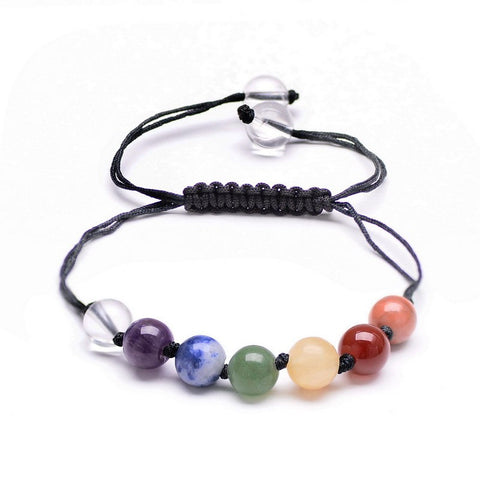 Crystal Chakra Braided Rope Bracelet For Women (Reiki Spiritual Yoga Jewelry)